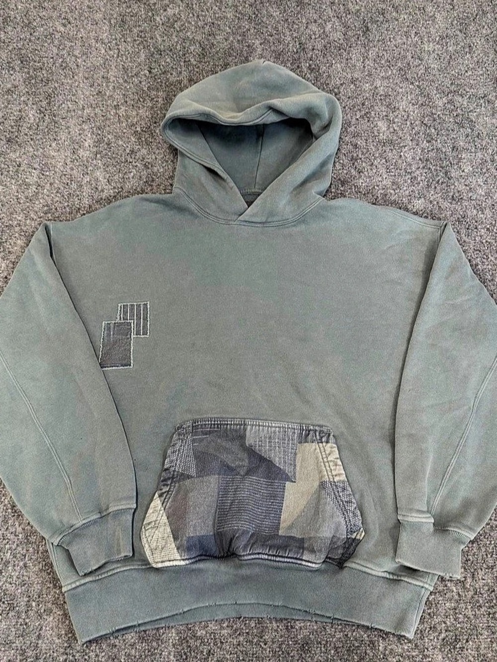 Abercrombie & Fitch Patchwork Pocket Hoodie in Green Size Small